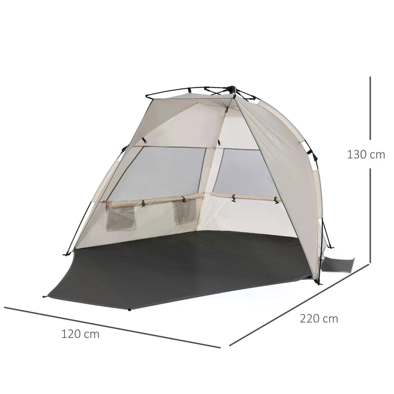 1 - 2 Man Pop - Up Beach Tent, Sun Shelter UV 20+ Protection w/ Long Floor Mesh Windows Sandbags Carry Bag Summer Hut House - Bedzy UK modern and affordable home furniture England