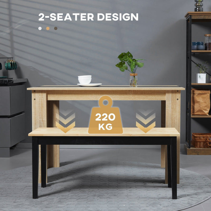 102 cm Wood Dining Bench for 2 People, Wooden Bench for Kitchen, Dining Room, Entryway, Natural Wood Effect - Bedzy UK modern and affordable home furniture England