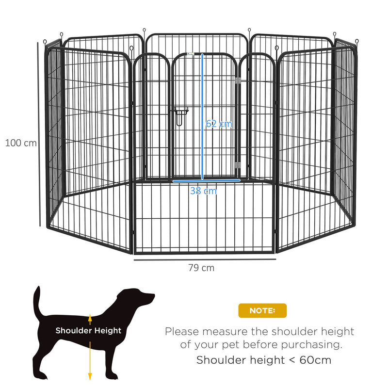 Heavy Duty 8 Panel Dog Play Pen Pet Playpen for Puppy Rabbit Enclosure Foldable Indoor Outdoor 80 x 100 cm