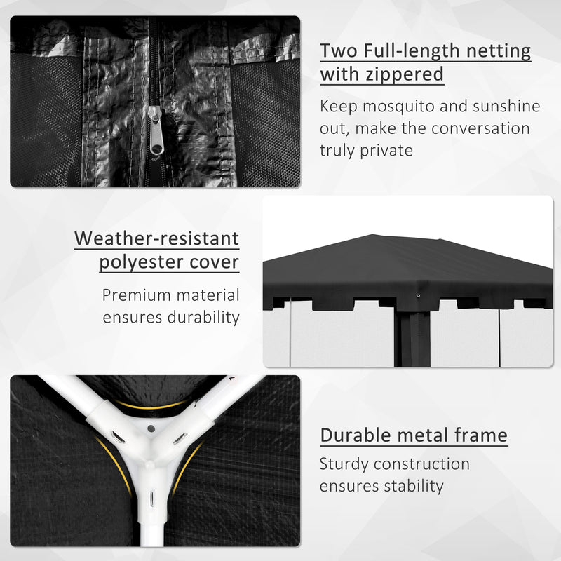 4 x 3 m Party Tent Wedding Gazebo Outdoor Waterproof PE Canopy Shade with Panel