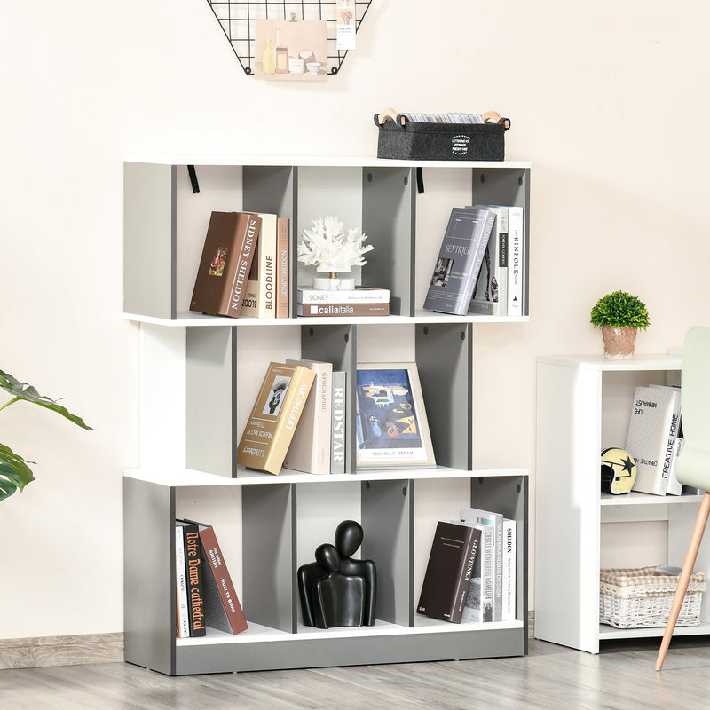 3-Tier 8-Cube Home Office Display Unit Bookcase Shelving Unit Contemporary Stylish Versatile Freestanding w/ Anti-Tipping Safety Grey White