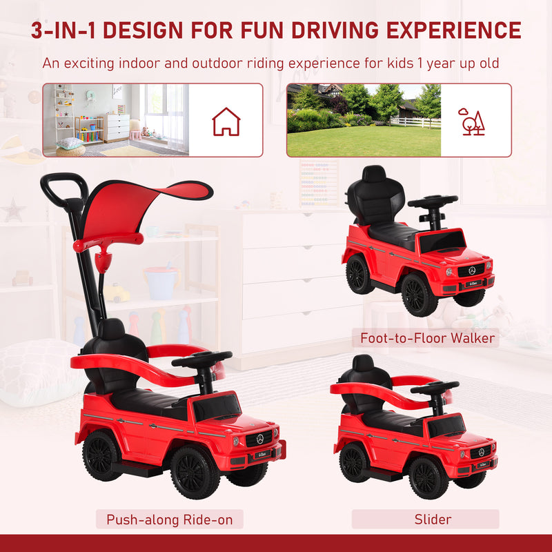 Compatible Kids Children's Ride-On Push Along Car Sliding Walker Mercedes-Benz G350 Licensed Floor Slider Vehicle with Steering Wheel Red