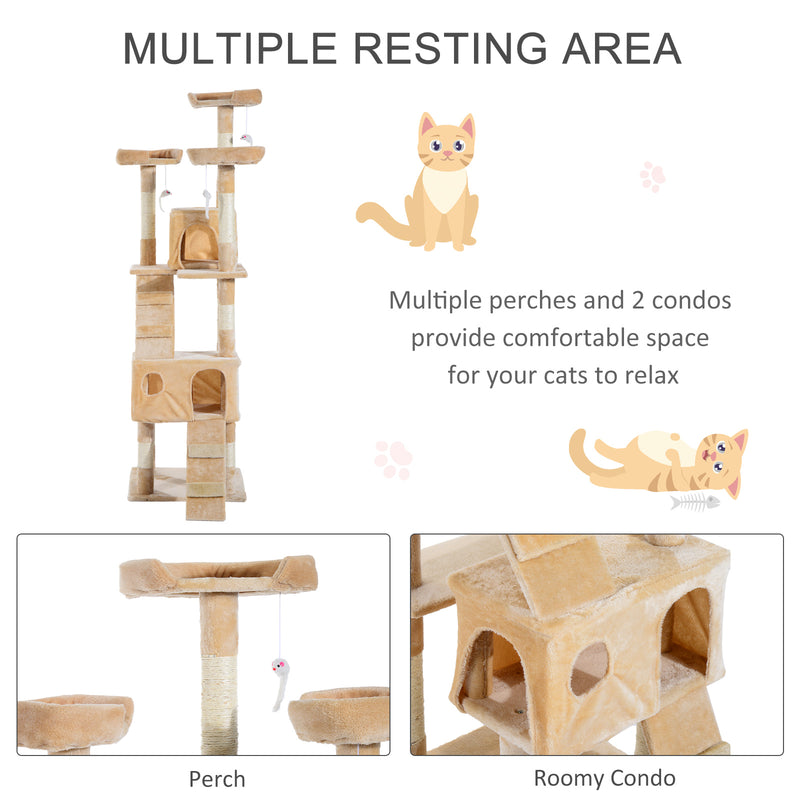 Cat Tree Kitten Kitty Scratching Scratcher Post Climbing Tower Activity Center House Cream