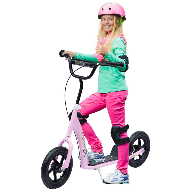 Teen Push Scooter Kids Children Stunt Scooter Bike Bicycle Ride On 12" EVA Tyres, Pink