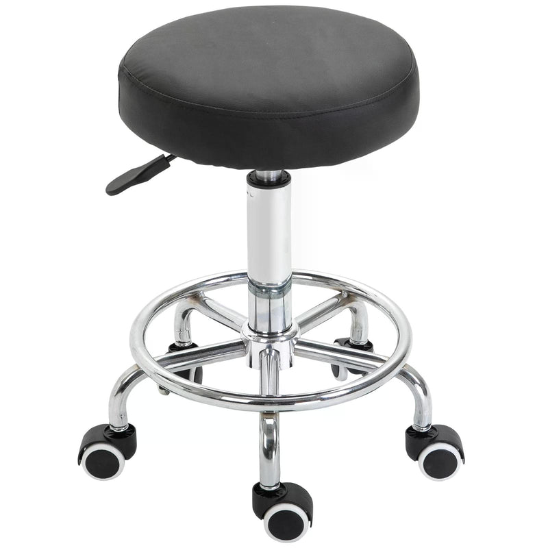 PU Leather Height Adjustable Swivel Salon Stool Black