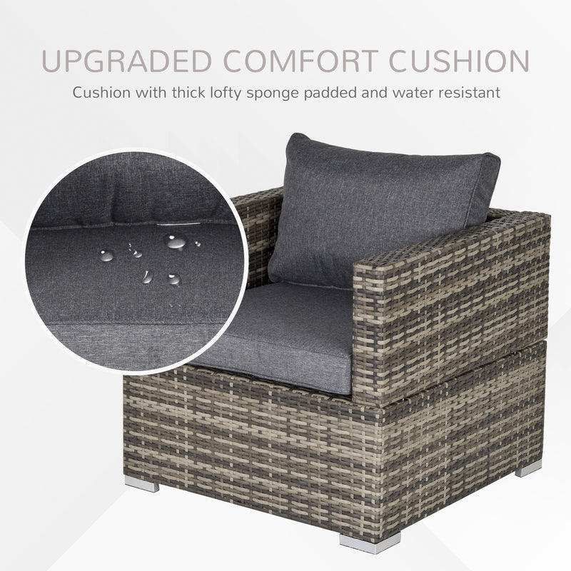 Outdoor Patio Furniture Single Rattan Sofa Chair Padded Cushion All Weather for Garden Poolside Balcony Deep Grey