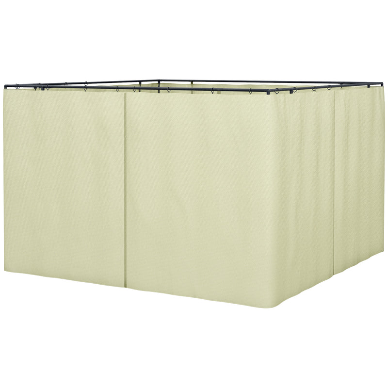 Replacement Gazebo Curtain 4-Panel Sidewalls with Zipper for 3 x 3 (M) Yard Gazebos Canopy Tent Beige