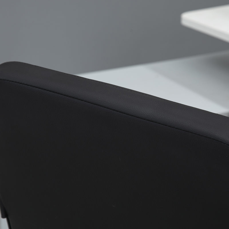 PVC Leather & Mesh Panel Blend Office Chair Swivel Seat w/ Padding Ergonomic Desk Adjustable Height Tilt 5 Wheels Stylish Black