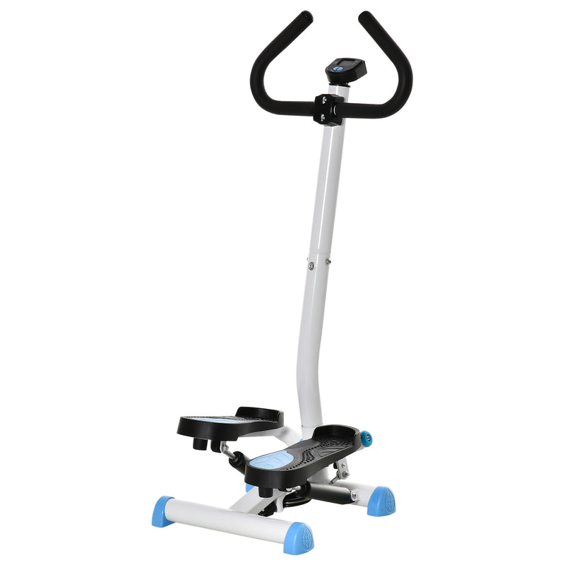 Adjustable Stepper Aerobic Ab Exercise Fitness Workout Machine with LCD Screen & Handlebars, Blue