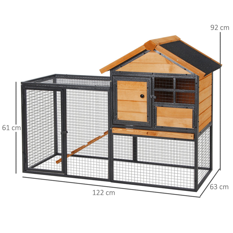Wood-metal Guinea Pigs Hutches Elevated Pet Bunny House Rabbit Cage with Slide-Out Tray Outdoor