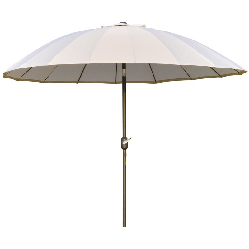 Ф255cm Patio Parasol Umbrella Outdoor Market Table Parasol with Push Button Tilt Crank and Sturdy Ribs for Garden Lawn Backyard Pool White