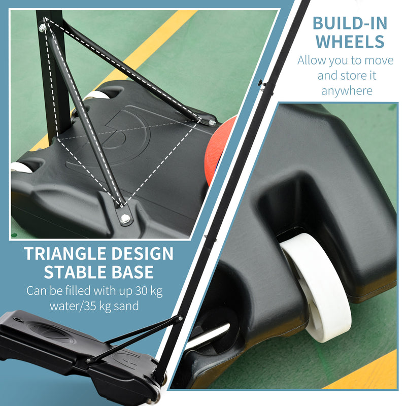 Portable Basketball Stand Net Hoop W/ Wheels-Black/White