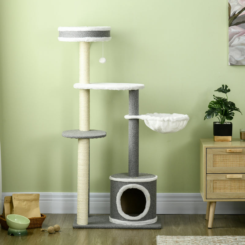 Cat Tree for Indoor Cats, Cat Tower with Scratching Posts, Multi-level Kitten Climbing Tower, 132cm