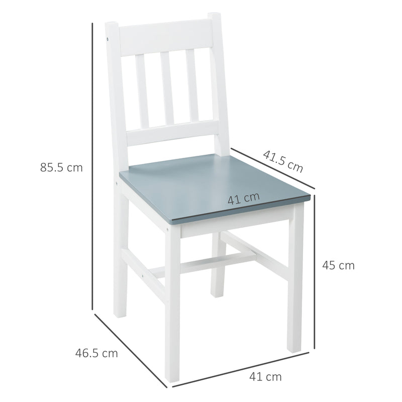 Dining Chairs Set of 2, Kitchen Chair with Slat Back, Pine Wood Structure for Living Room and Dining Room, White