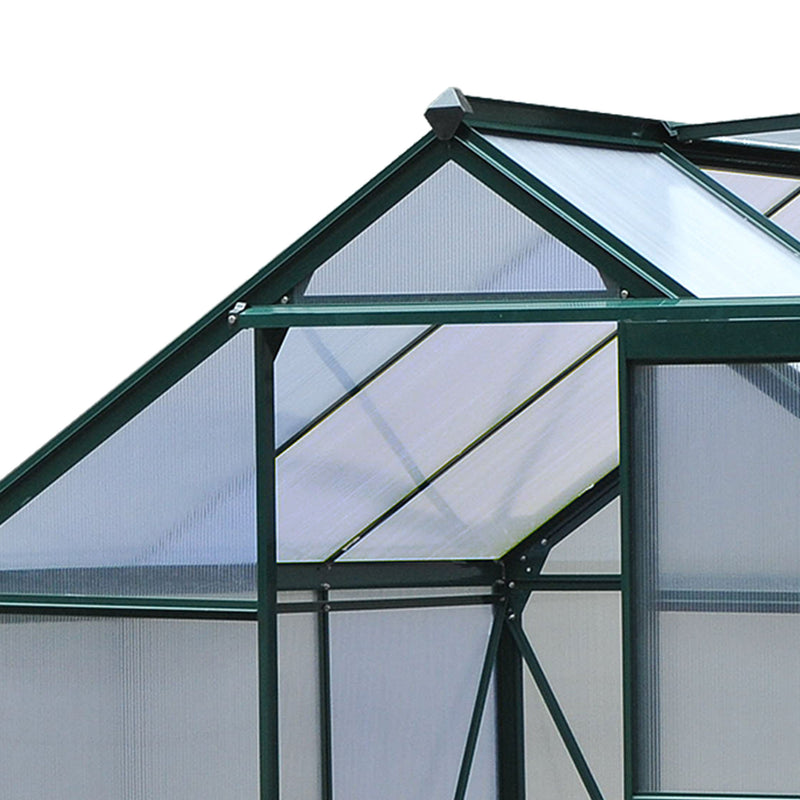 Large Walk-In Greenhouse Polycarbonate Garden Greenhouse Plants Grow Galvanized Base Aluminium Frame w/ Slide Door, 6 x 6 ft