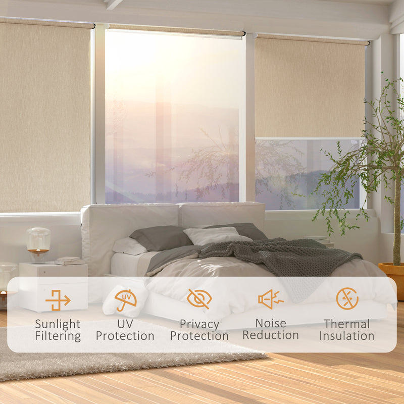 WiFi Smart Roller Blinds Window UV Privacy Protection with Rechargeable Battery, Electric Shades Blind Easy Fit Home Office Brown, 120 x 180cm
