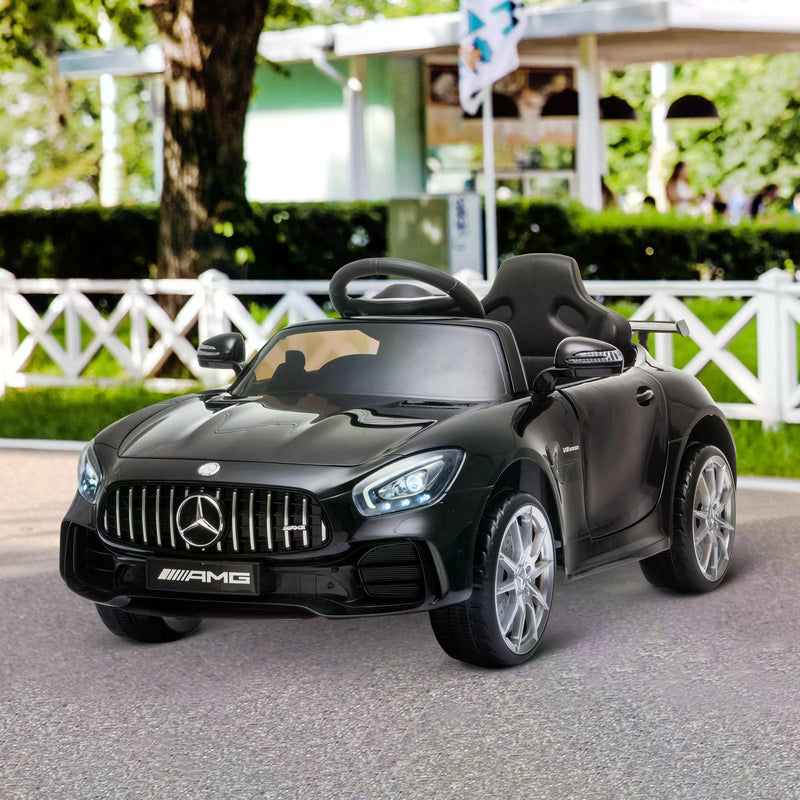 Compatible 12V Battery-powered 2 Motors Kids Electric Ride On Car GTR Toy with Parental Remote Control Music Lights MP3 for 3-5 Years Old Black