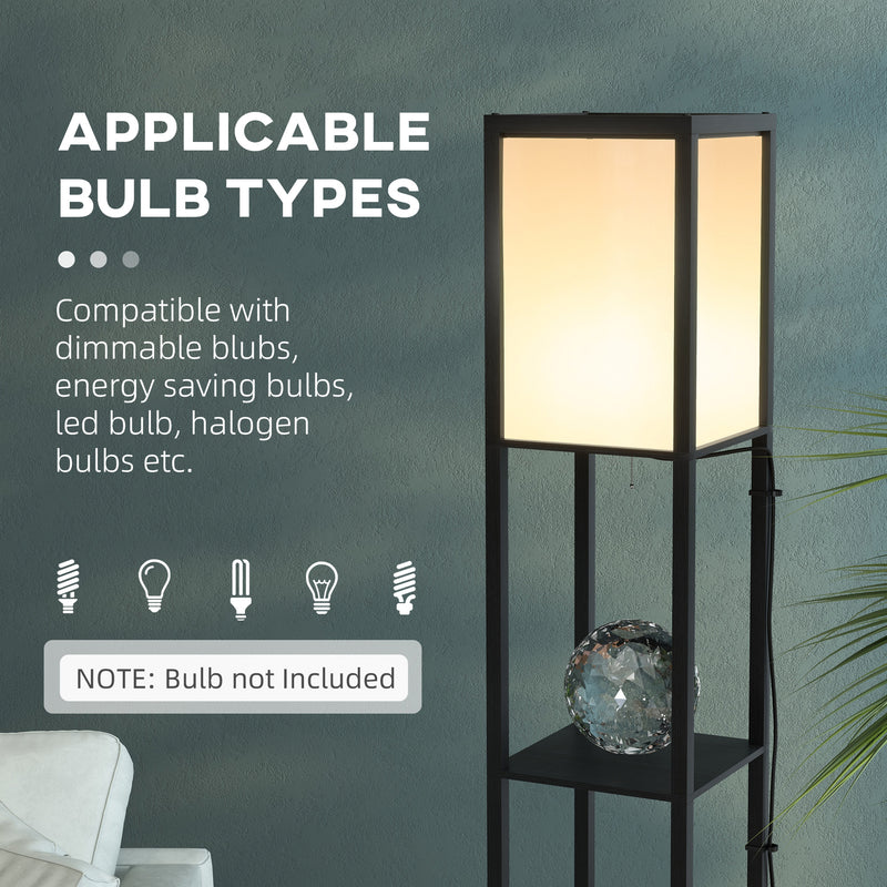 Modern Shelf Floor Lamp with Dual Ambient Light, Standing Lamp Living Room, Bedroom, 156cm, Black