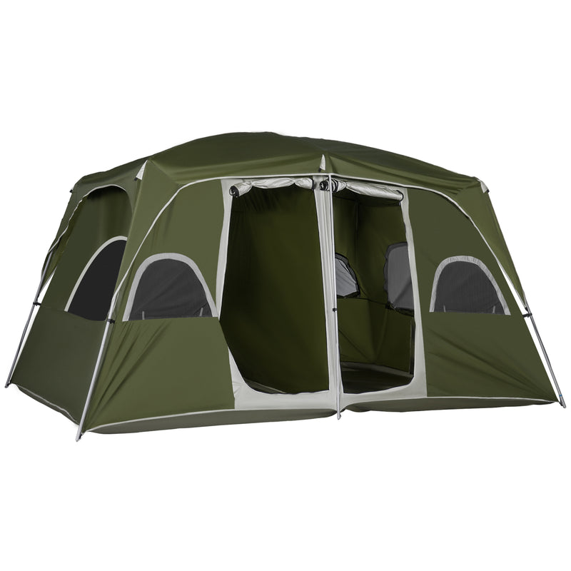 Camping Tent, Family Tent 4-8 Person 2 Room, with Large Mesh Windows, Easy Set Up for Backpacking Hiking Outdoor, Green