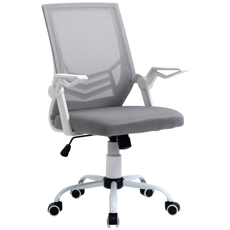 Mesh Office Chair Swivel Task Computer Desk Chair for Home with Lumbar Back Support, Adjustable Height, Flip-Up Arm, Grey