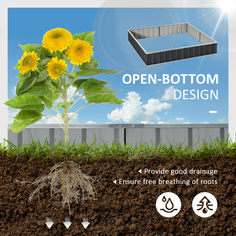 Metal Raised Garden Bed, DIY Large Steel Planter Box, No Bottom w/ A Pairs of Glove for Backyard, Patio to Grow Vegetables, Herbs, 258cmx90cm