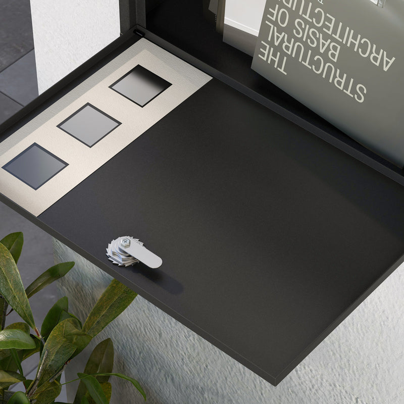 Wall Mounted Letterbox, Weatherproof Post Box, Modern Mailbox with 2 Keys and Viewing Windows, Easy to Install
