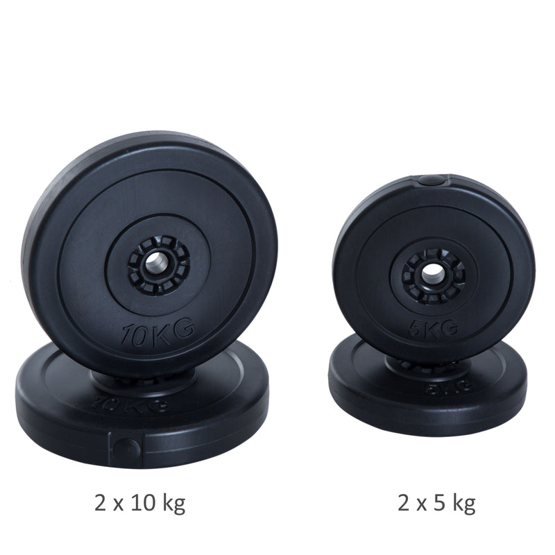 4pc Durable Gym Barbell Plates Weight Dumbbell Set for Exercise Fitting Gym Body Workout Disc Weight Plate Set 2 x 5kg & 2 x 10kg Black