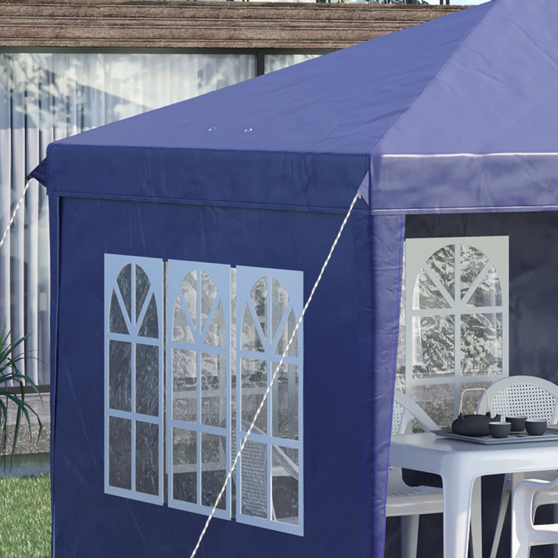 3 x 6m Pop Up Gazebo, Height Adjustable Marquee Party Tent with Sidewalls and Storage Bag, Blue