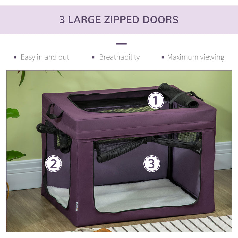 Dog Carrier Bag Portable Cat Carrier Foldable Dog Bag for Miniature and Small Dogs, 69 x 51 x 51 cm, Purple