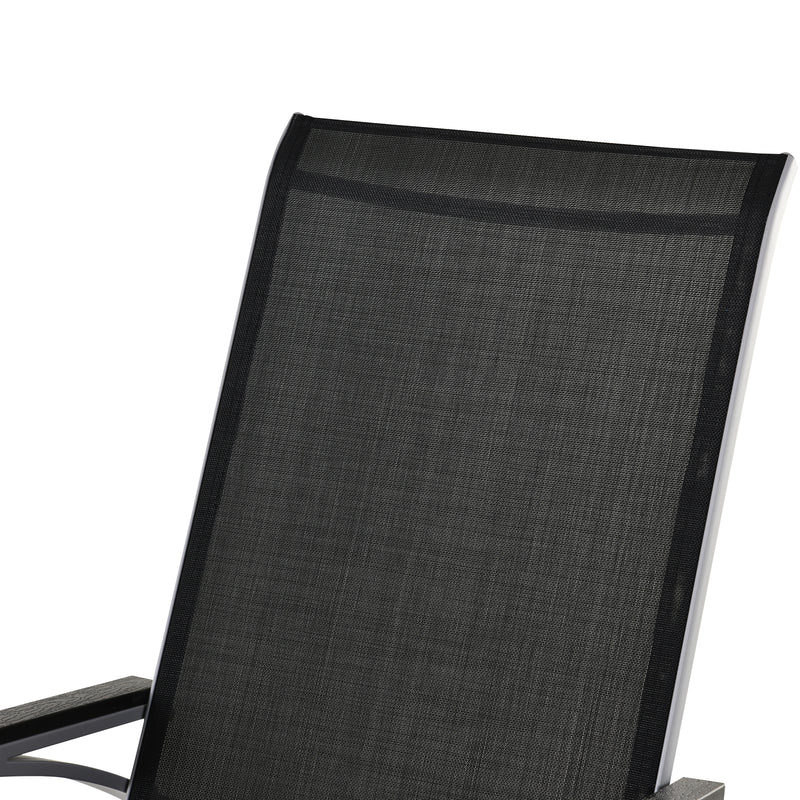 Rocking Chair Sun Lounger Garden Seat Patio High Back Texteline Black