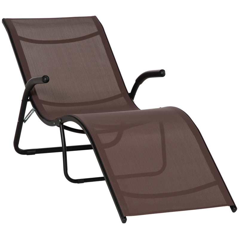 Folding Chaise Lounge Chair, Reclining Garden Sun Lounger for Beach, Poolside and Patio, Dark Brown