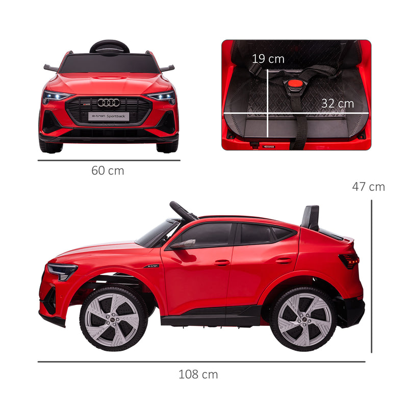 Audi E-tron Licensed 12V Kids Electric Ride On Car with Parental Remote Music Lights MP3 Suspension Wheels for 3-5 Years Red