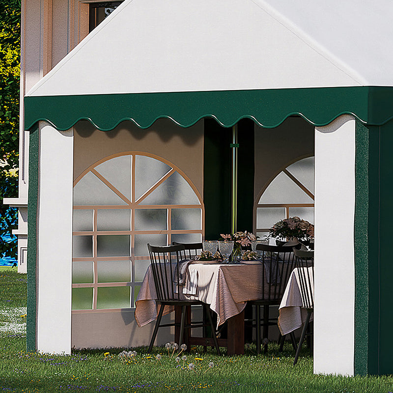 8 x 4m Garden Gazebo with Sides, Galvanised Marquee Party Tent with Eight Windows and Double Doors, for Parties, Wedding and Events