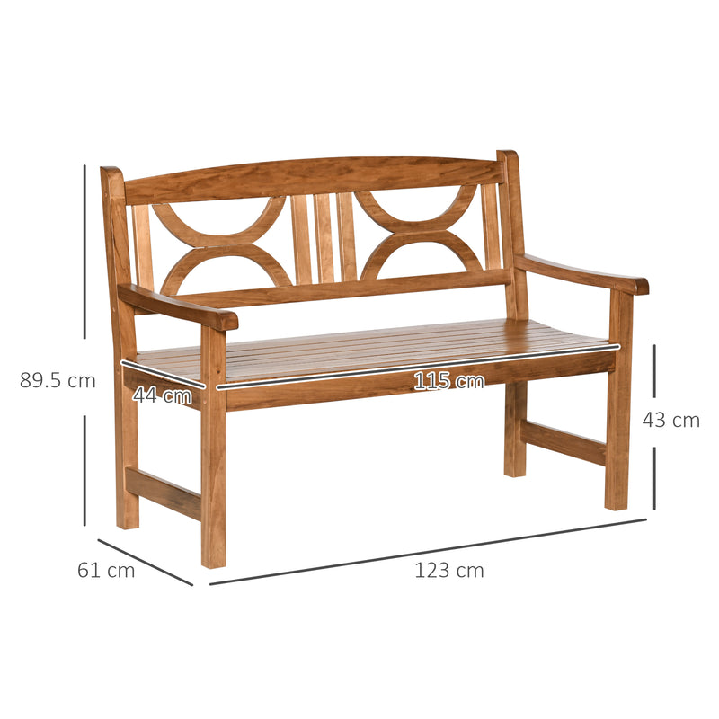 2-Seater Chair, Wooden Garden Bench, Outdoor Patio Loveseat for Yard, Lawn, Porch, Natural