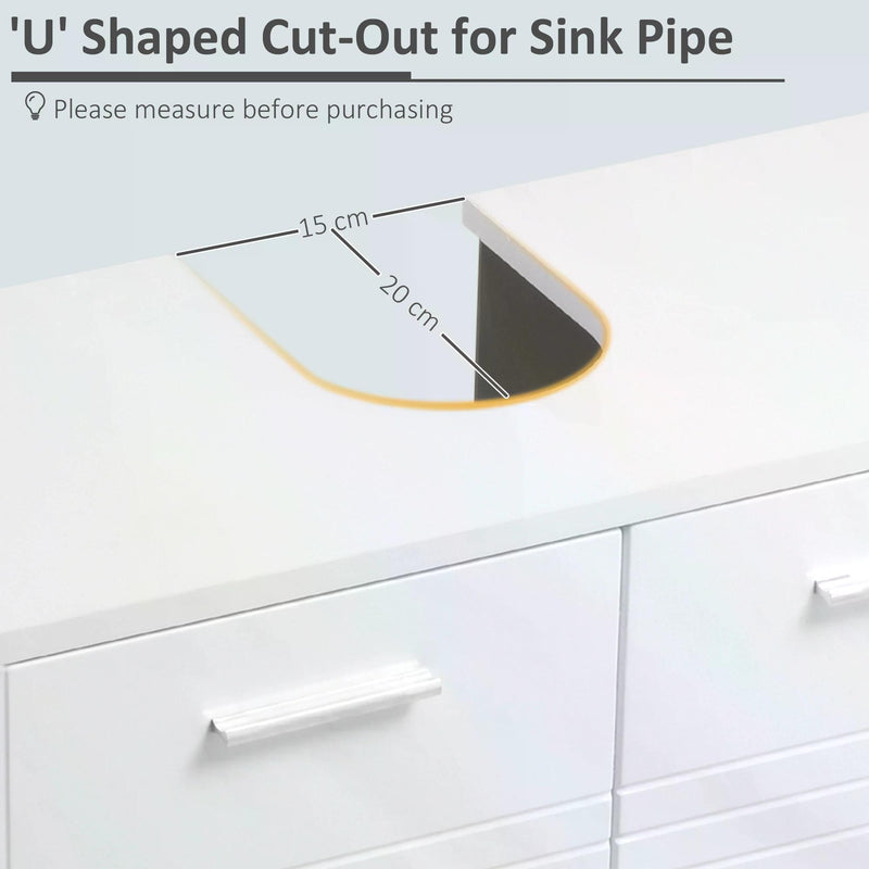 Under Sink Cabinet, Bathroom Vanity Unit, Pedestal Under Sink Design, Storage Cupboard with Adjustable Shelf, White