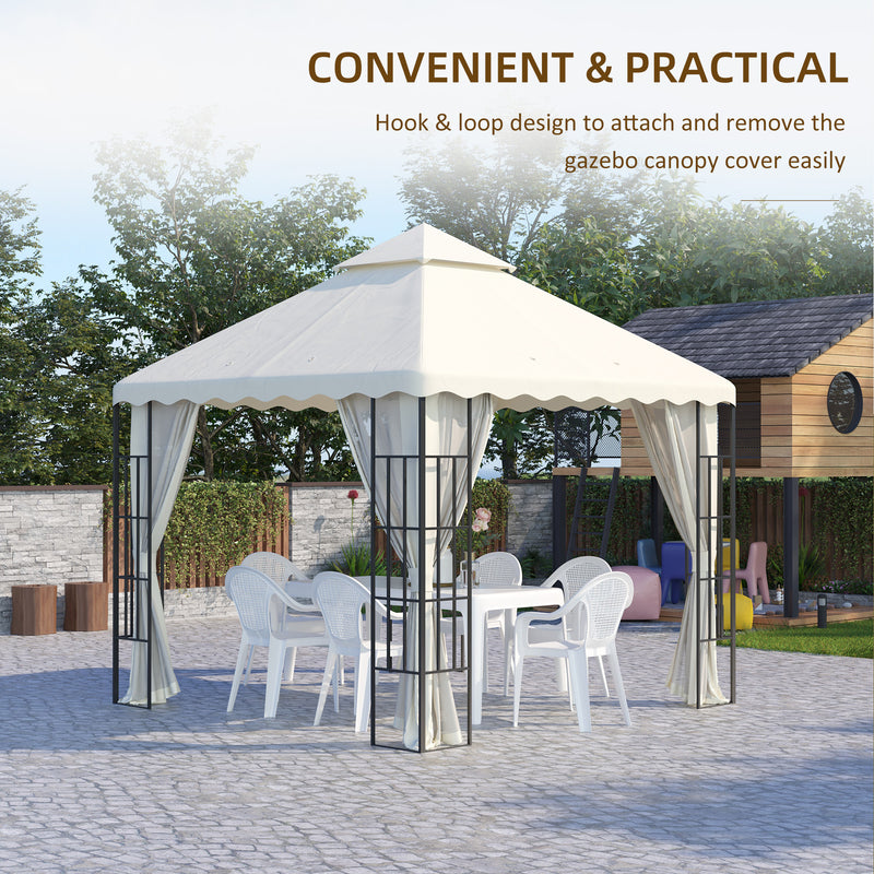 3 x 3 (m) Gazebo Canopy Replacement Covers, 2-Tier Gazebo Roof Replacement (TOP ONLY), Cream White