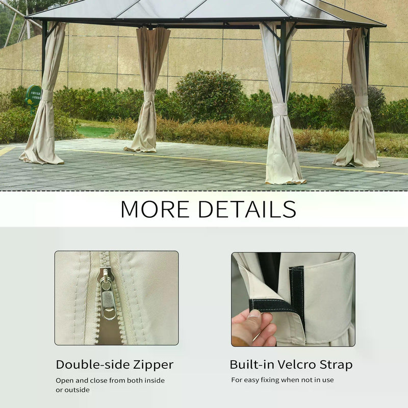 4 Pack Universal Gazebo Replacement Sidewalls Privacy Panel for Most 3 x 3m Gazebo Canopy Pavillion Outdoor Shelter Curtains Beige