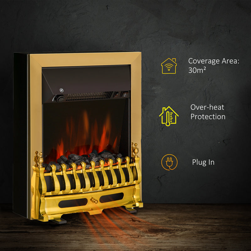 LED Flame Electric Fire Place-Golden