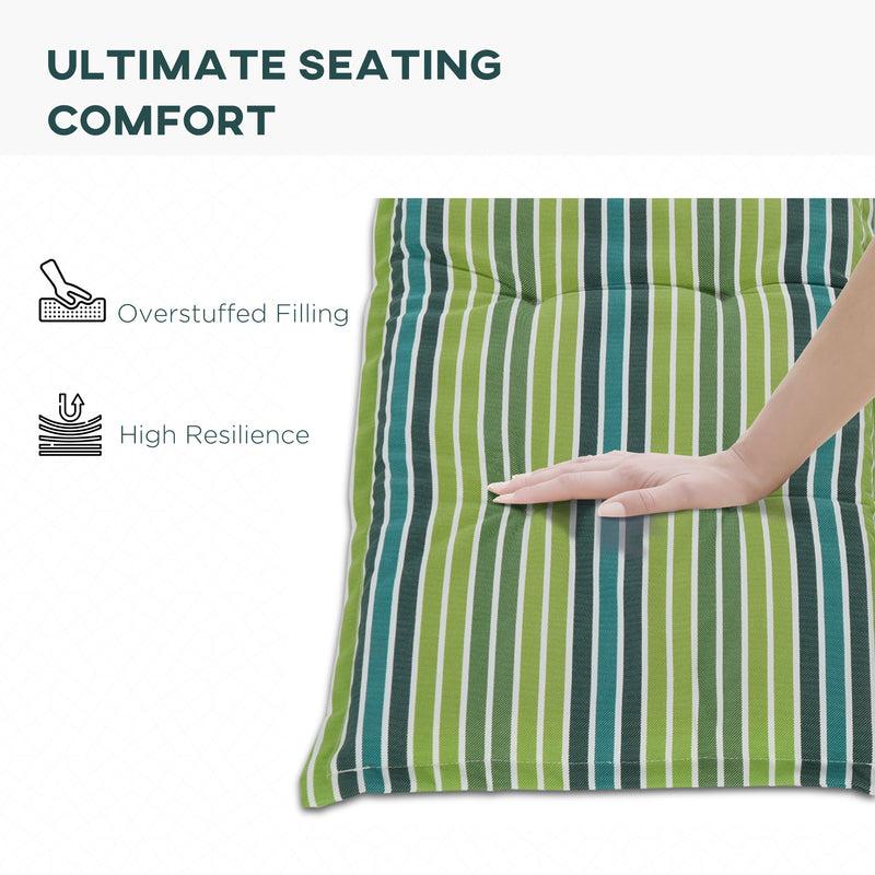 Outdoor Cushion Pad Set for Rattan Furniture Polyester Set of 2 Seat Cushion Chair Cushion, Patio Conversation Set Cushions, Green Stripes