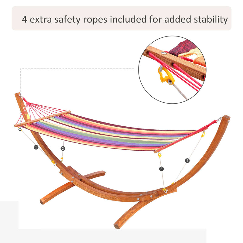 Garden Outdoor Patio Standing Frame Wooden Hammock with Arc Stand - Multi-Colour