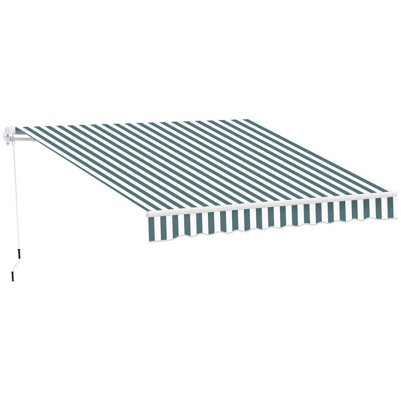 2.5m x 2m Garden Patio Manual Awning Canopy Sun Shade Shelter Retractable with Winding Handle Green White