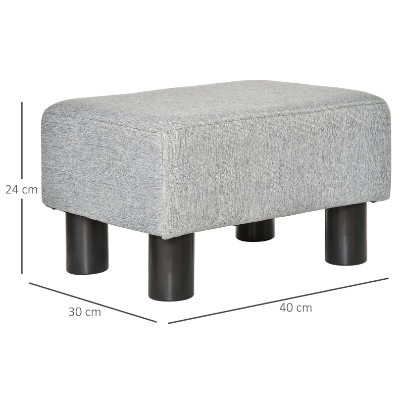 Linen Fabric Footstool Footrest Small Seat Foot Rest Chair Ottoman Light Home Office with Legs 40 x 30 x 24cm Grey