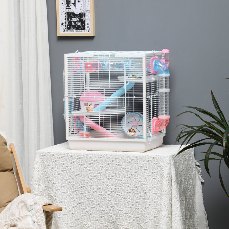 Hamster Cage for Small Rodents, with Tunnel Tube, Exercise Wheel