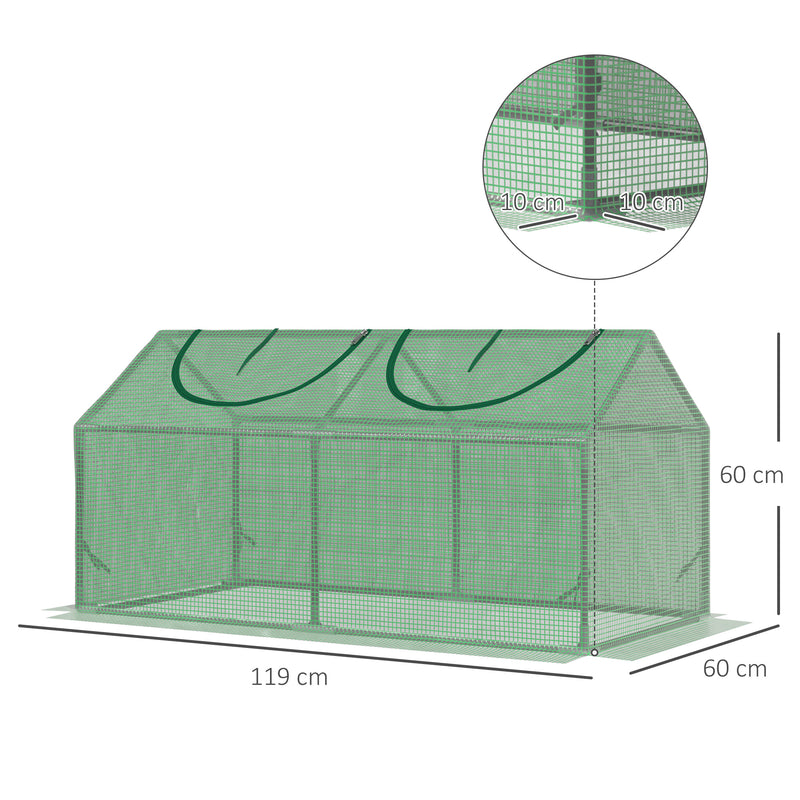 Mini Greenhouse, Small Plant Grow House for Outdoor with Durable PE Cover, Observation Windows, 119 x 60 x 60 cm, Green