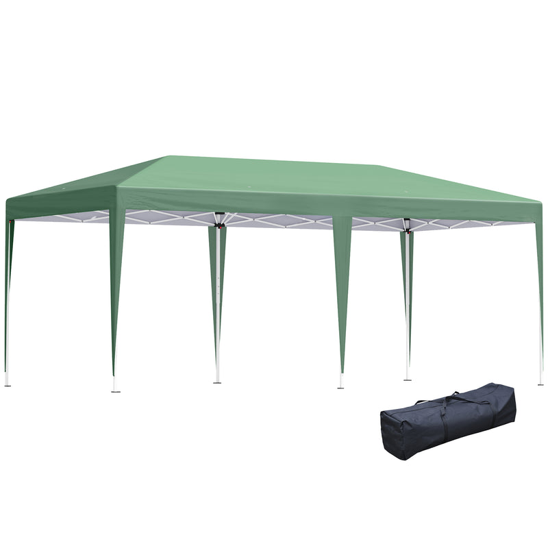 Pop Up Gazebo, Double Roof Foldable Canopy Tent, Wedding Awning Canopy w/ Carrying Bag, 6 m x 3 m x 2.65 m, Green