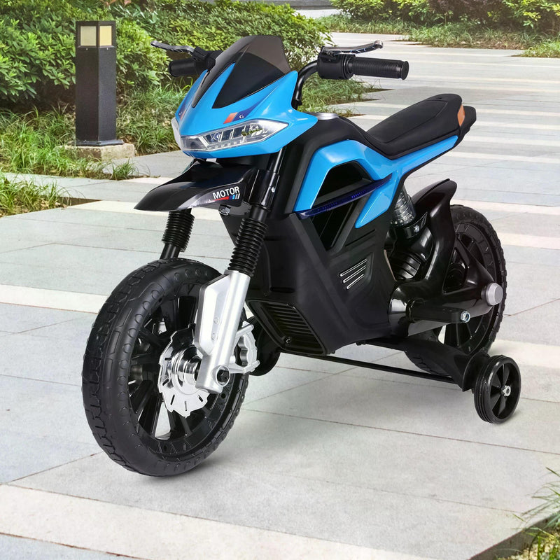 Ride On Kids Electric Motorbike Scooter 6V Battery Powered w/ Brake Lights and Music Blue