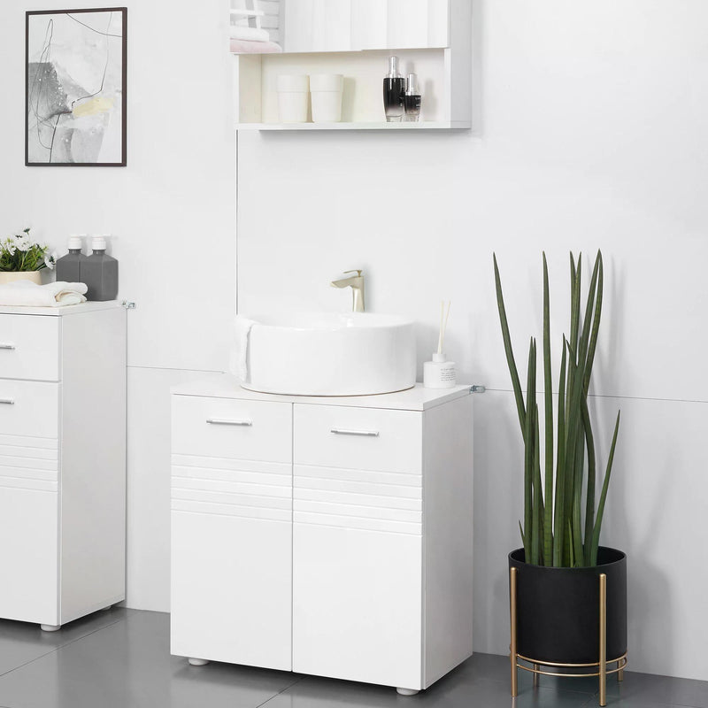 Under Sink Cabinet, Bathroom Vanity Unit, Pedestal Under Sink Design, Storage Cupboard with Adjustable Shelf, White