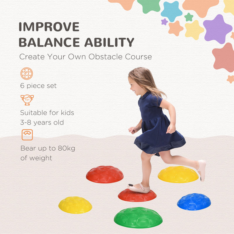 6Pcs Kids Stepping Stones with Non-Slip Mats, Balance River Stones Indoor Outdoor Sensory Toys for 3-8 Years Old