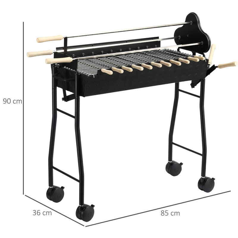 Charcoal Trolley BBQ Garden Outdoor Barbecue Cooking Grill High Temperature Powder Wheel 85x36x90cm New