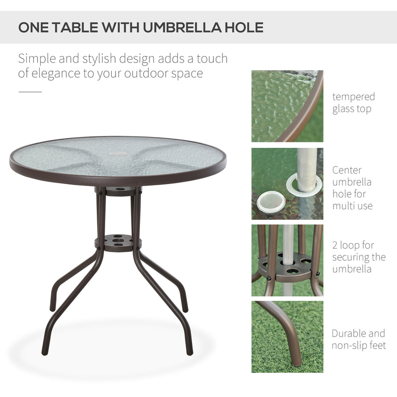 Garden Patio Texteline Folding Chairs Plus Table and Parasol Furniture Bistro Set - Beige (6-Piece)